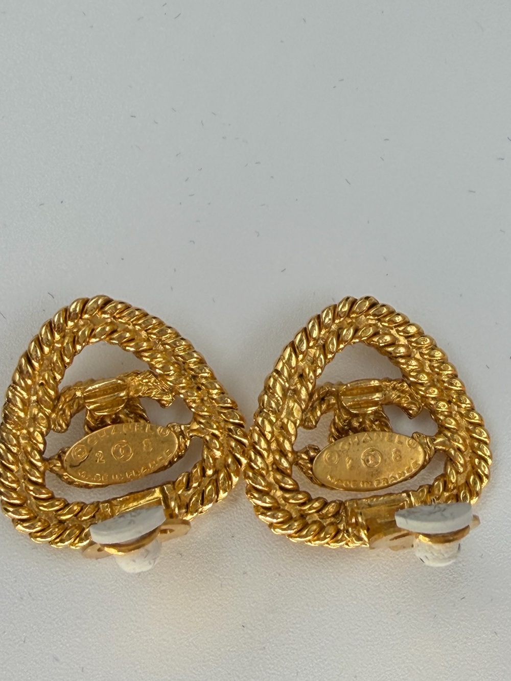 CHANEL Vintage 1991 Gold Twisted Rope CC Clip-On Earrings w/Chanel Box and COA - Picture 10 of 12
